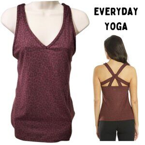 EVERYDAY YOGA Burgundy Instinct Cheetah Twisted Back Support Tank Top Women's M